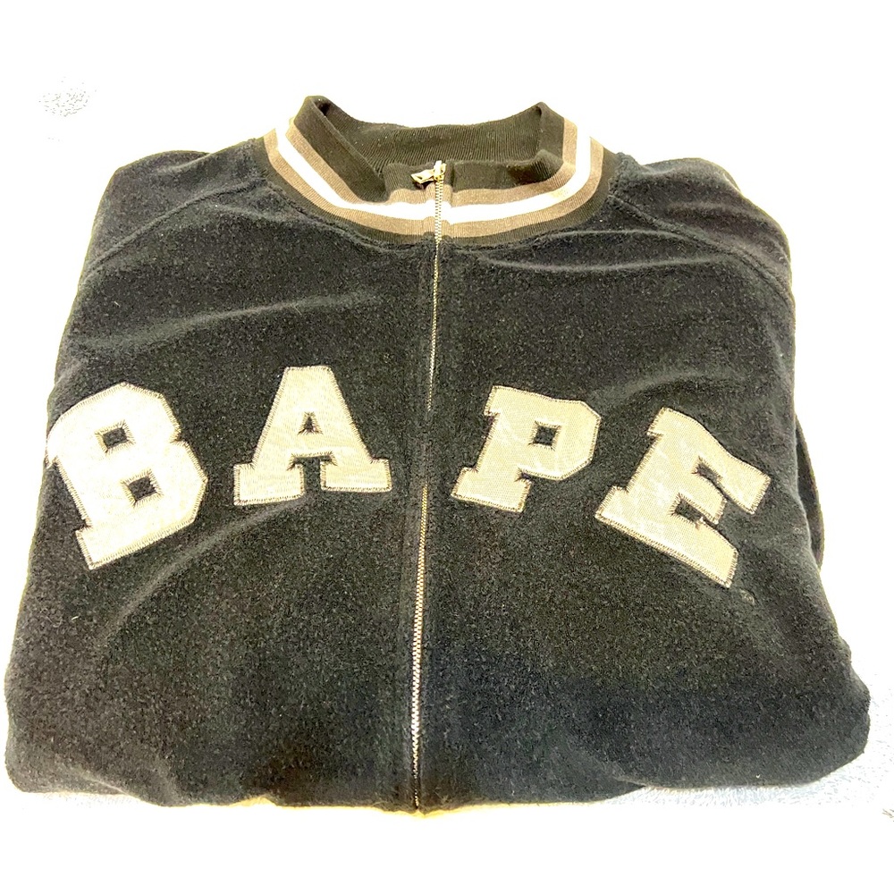 $1500 Authentic BAPE by A Bathing Ape Made in JAPAN Black Sweat Jacket Sz.2XL